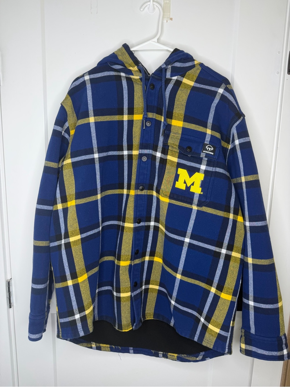 Wolverine Blue and Yellow Plaid Hooded Shirt Jacket